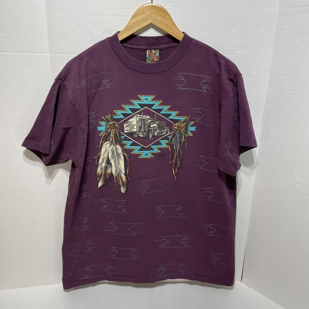 Vintage 3D Emblem Graphic T-Shirt, Large, Maroon, Oak Grove Truck Stop MO